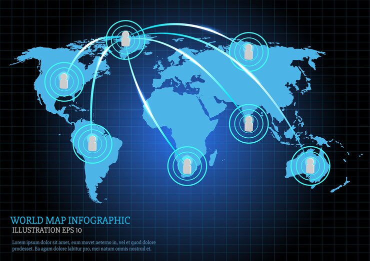 Vector mapa mundial de la comunicación por vector