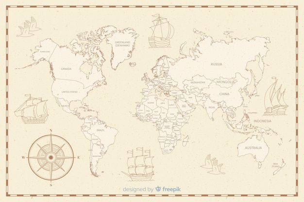 Mapa mundial con concepto de tema vintage