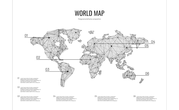 Mapa mundial en estilo de estructura poligonal