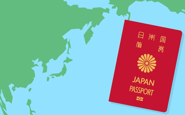 Mapa mundial de Japón y pasaportes japoneses Documentos de viaje generales Traducción roja Pasaporte japonés