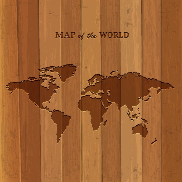 Vector mapa mundial de madera