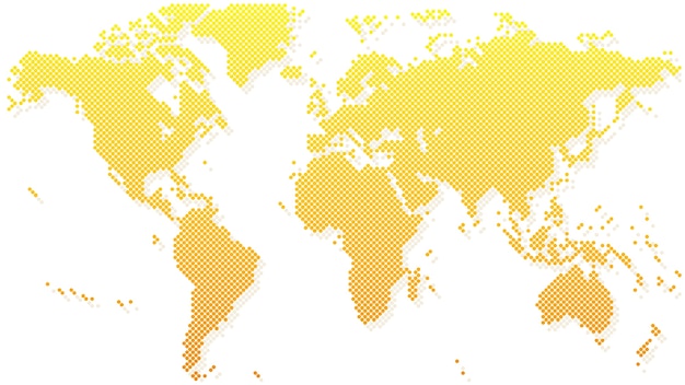 Mapa mundial de medios tonos dorados
