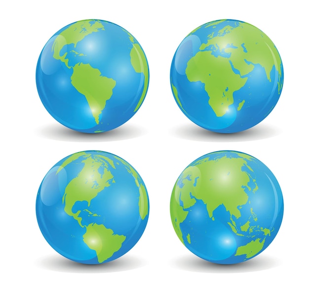 Mapa mundial realista en forma de globo de la ilustración vectorial de la Tierra