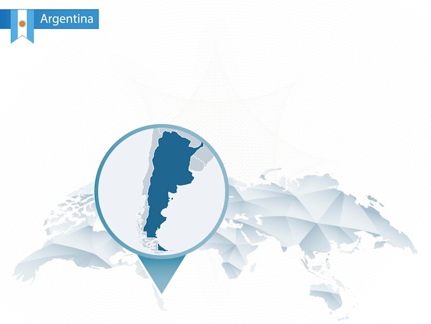 Mapa mundial redondeado abstracto con mapa detallado de Argentina Ilustración vectorial