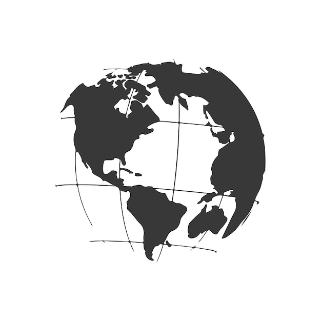 Mapa del mundo aislado sobre fondo blanco Icono de globo terráqueo Vector