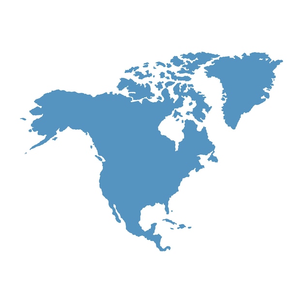 Mapa del mundo de América del Norte Mapa de la silueta del continente de América del Norte