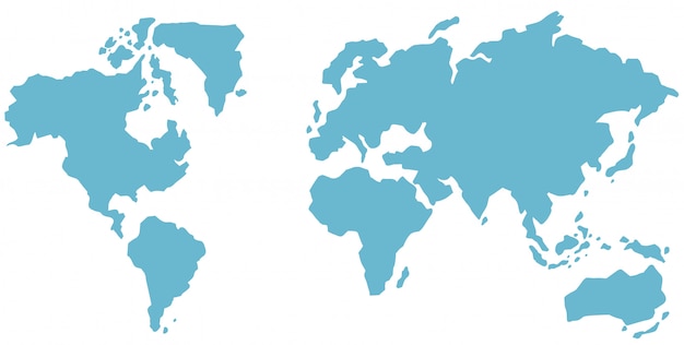 Un mapa del mundo azul sobre fondo blanco