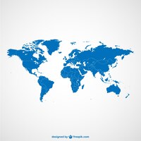 Vector mapa del mundo azul