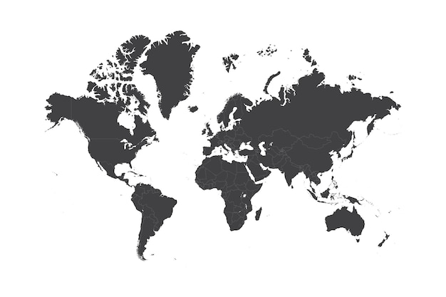 El mapa del mundo en blanco gris