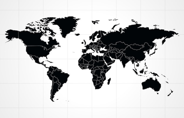 Mapa del mundo en blanco y negro