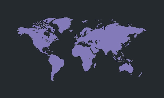 Mapa del mundo en color púrpura sobre fondo oscuro