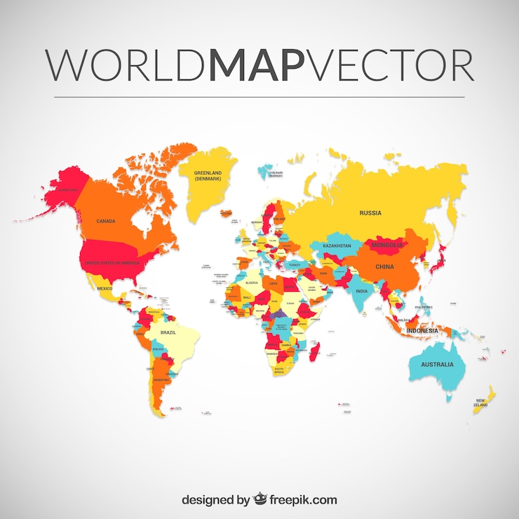 Vector mapa del mundo coloreado