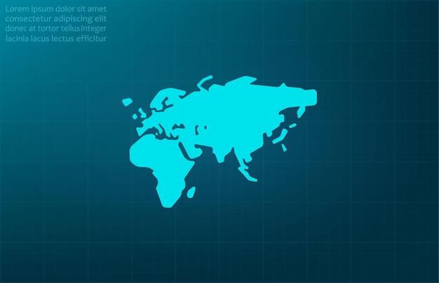 Mapa del mundo continentes geografía símbolo vector ilustración en fondo azul Eps 10