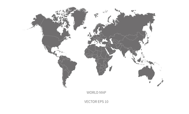 Mapa del mundo detallado con fronteras de estados mapa del mundo aislado aislado sobre fondo blanco vector