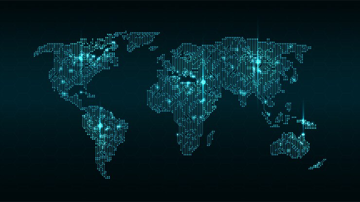 Vector mapa del mundo digital brillante