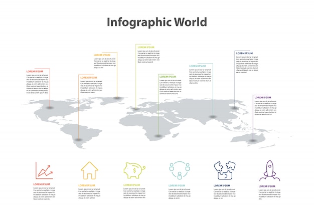 Vector mapa del mundo elemento infográfico