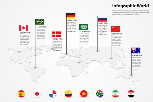 Mapa del mundo elemento infográfico