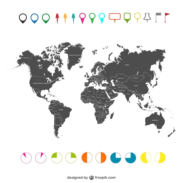 Mapa del mundo con elementos de infografía