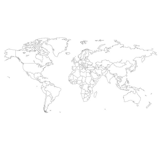 Vector mapa del mundo gris con fronteras de países imagen vectorial