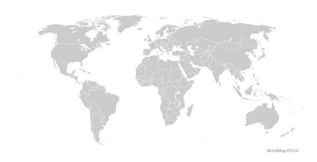 Vector mapa del mundo gris