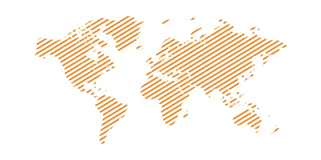 Mapa del mundo con ilustración de vector de estilo plano de arte de línea cruzada aislado sobre fondo blanco