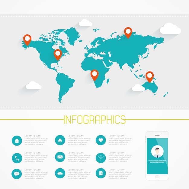 Mapa del mundo infografía. vector eps10