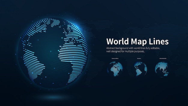 Mapa del mundo líneas ilustración abstracta