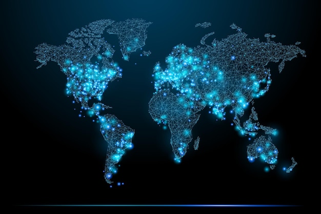 Mapa del mundo low poly azul imagen abstracta de un mapa del mundo en forma de cielo estrellado o espacio