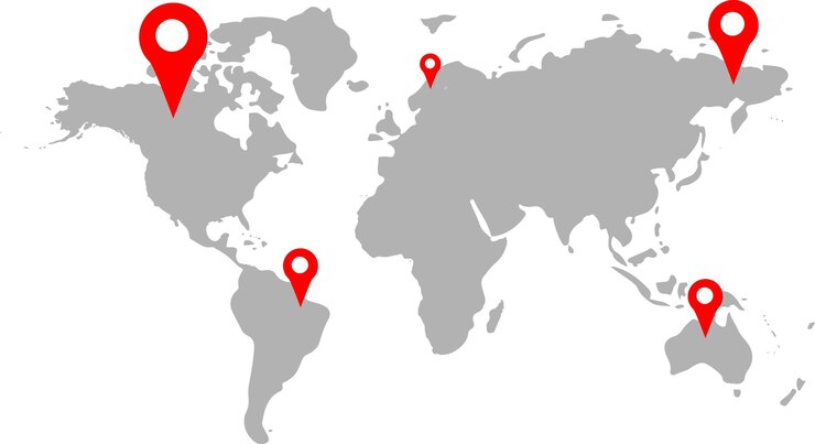 Mapa del mundo con marcadores de ubicación