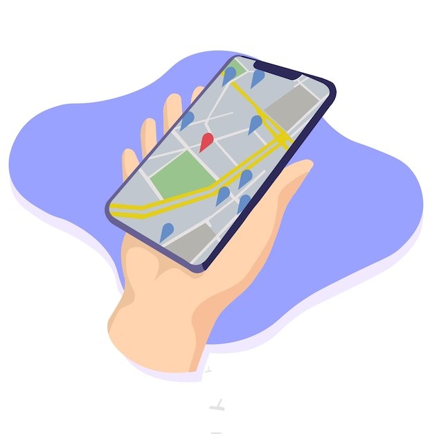 Mapa del mundo Navegación GPS móvil Teléfono móvil Concepto de tecnologías móviles