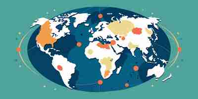 Vector un mapa del mundo con el número de puntos en él