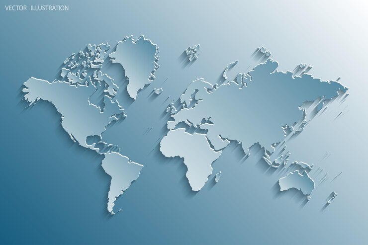 Vector mapa del mundo papel de mapa del mundo azul