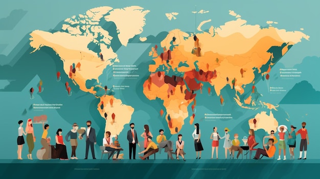 Vector un mapa del mundo con personas en él