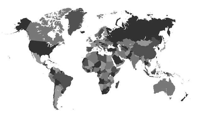 Mapa del mundo político gris del vector