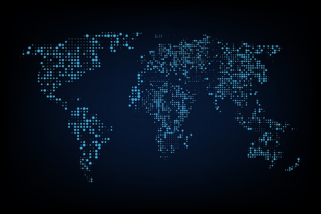 Mapa del mundo punteado