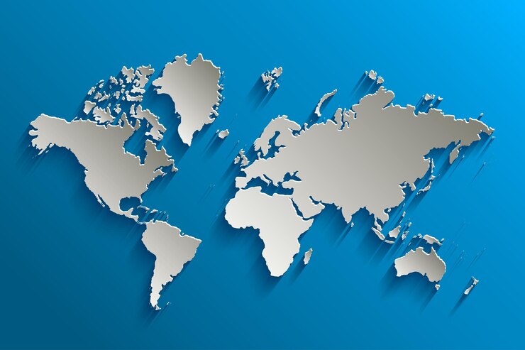 Vector mapa del mundo recortado de papel mapa del mundo en papelilustración