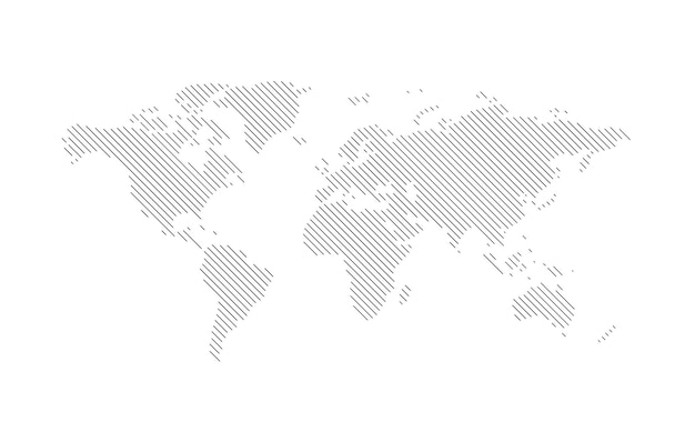 Mapa del mundo silueta hatched de los continentes en el planeta Tierra ilustración vectorial en blanco