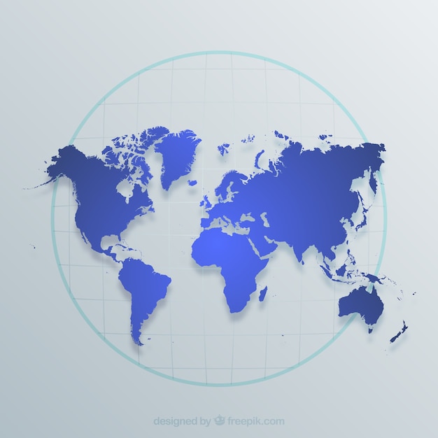 Mapa del mundo en tonos azules
