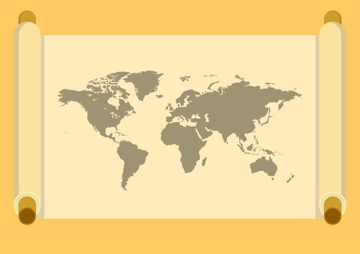 mapa del mundo de vector libre en el pergamino de papel