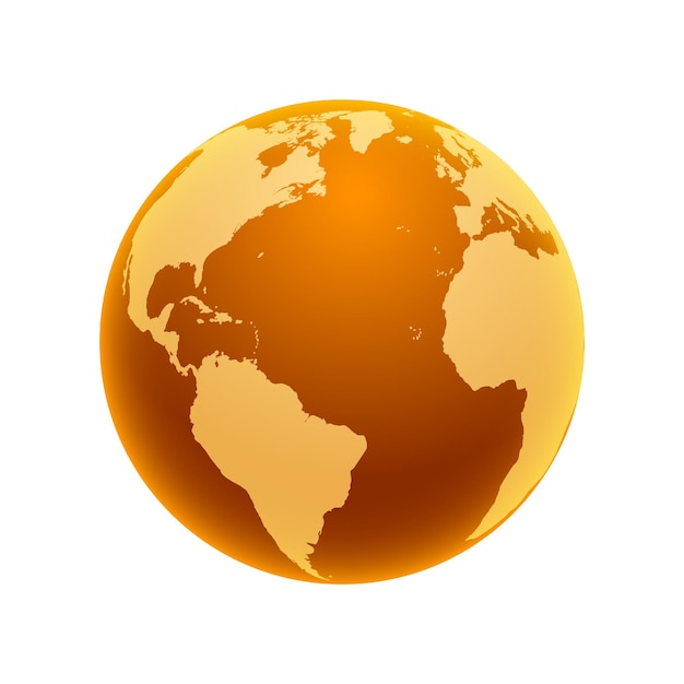 mapa del mundo vectorial américa del norte centrado mapa planeta amarillo esfera