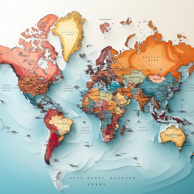 Mapa del mundo vectorial realista Vector en fondo blanco