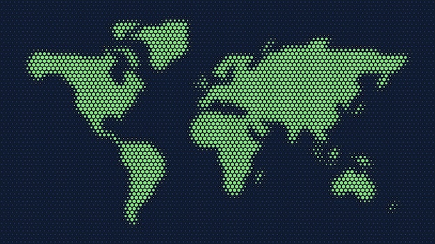 Mapa del mundo verde semitono