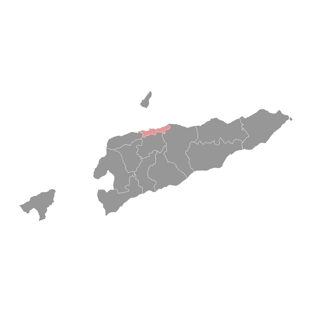 Mapa del municipio de Dili división administrativa de Timor Oriental Ilustración vectorial