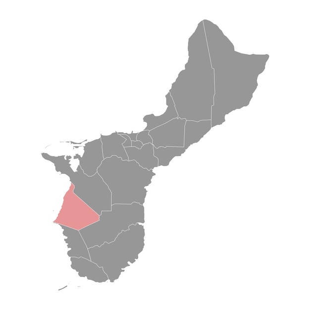 Vector mapa del municipio de hagat división administrativa de guam ilustración vectorial