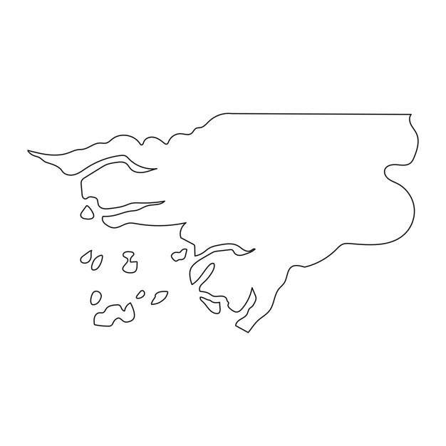 Mapa muy detallado de Guinea Bissau con bordes aislados en el fondo