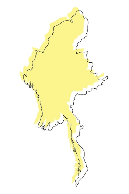 Mapa de Myanmar en 3D en colores