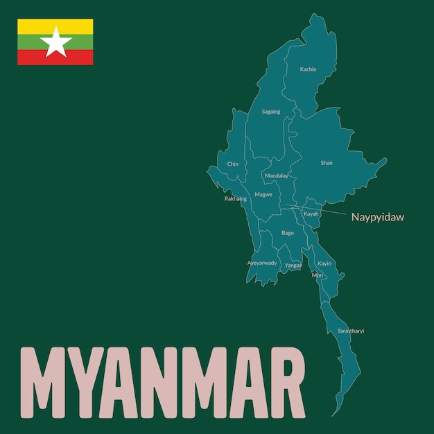 El mapa de Myanmar