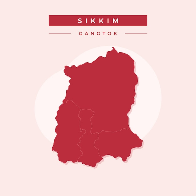 Mapa nacional de Sikkim Sikkim mapa ilustración vectorial vector de Sikkim Map