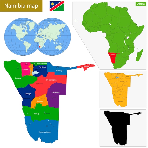 Vector mapa de namibia