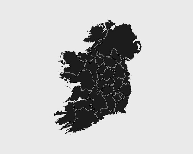 Vector mapa negro detallado alto de irlanda sobre fondo blanco aislado ilustración vectorial eps 10
